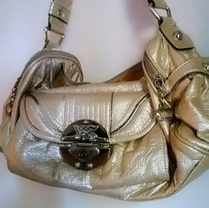 Kathy Van Zeeland Metallic Gold Shoulder Bag Purse